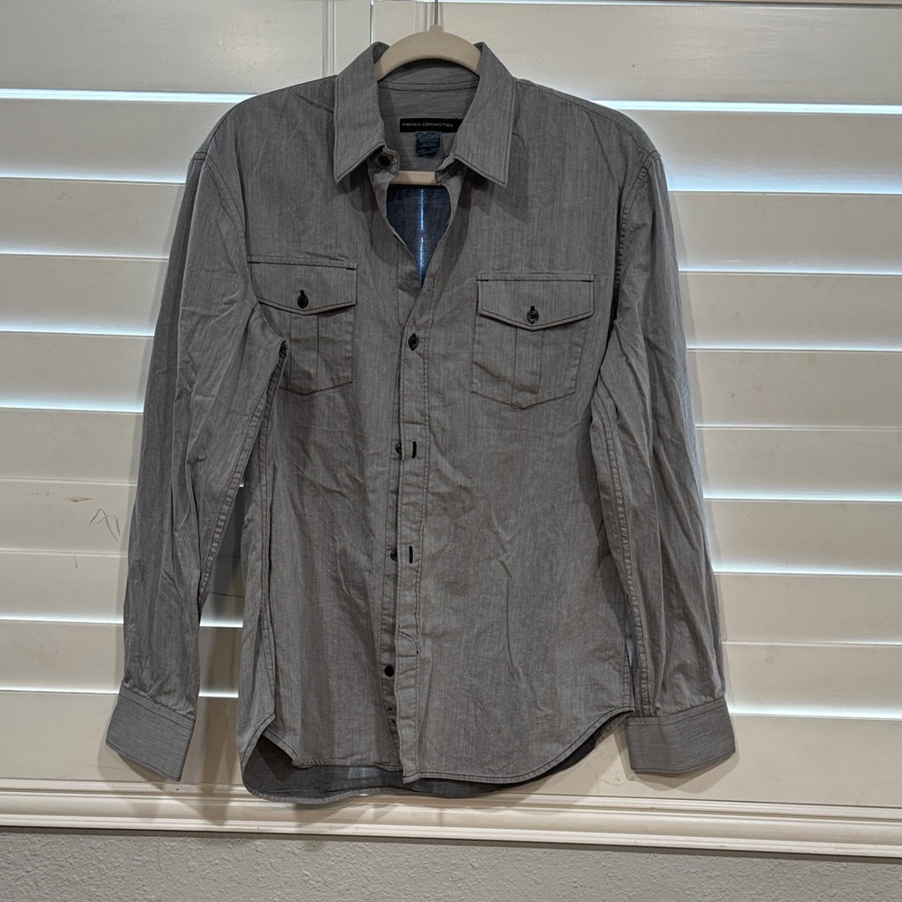 French Connection Light Gray Cotton Shirt